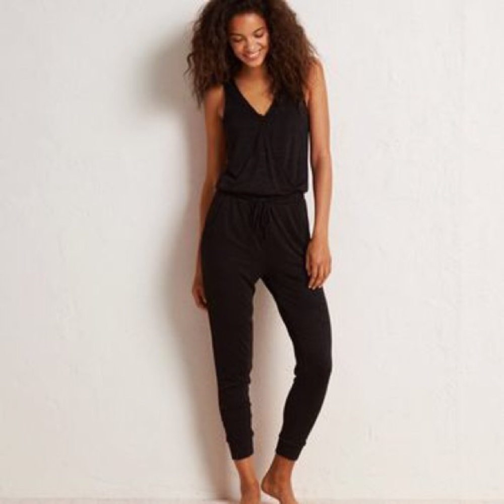 Wrap front knit jumpsuit